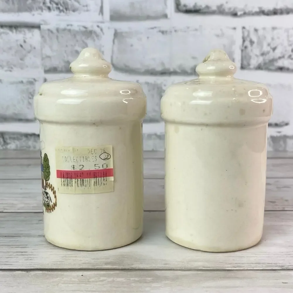Cottage Village Salt & Pepper Shakers Ceramic Vintage Farmhouse Set Cottagecore